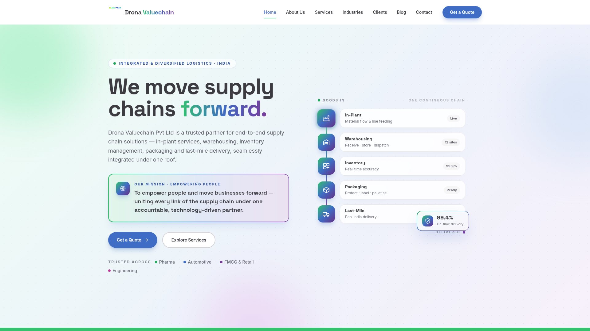 Drona Valuechain website preview